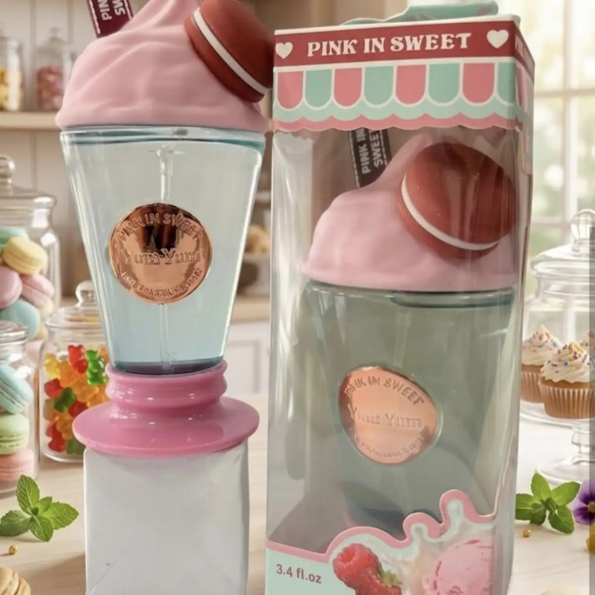 Pink in sweet ice cream framboise